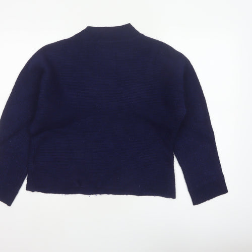 White Stuff Women’s Navy UK 14 Cotton Mock Neck Pocket Pullover Jumper