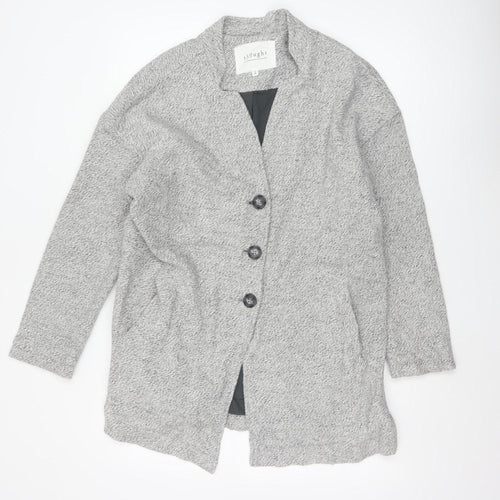 Thought Women’s Grey UK 12 Cotton Long Overcoat Button Lined Pockets
