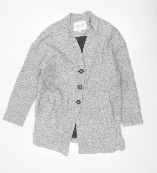 Thought Women’s Grey UK 12 Cotton Long Overcoat Button Lined Pockets