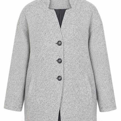 Thought Women’s Grey UK 12 Cotton Long Overcoat Button Lined Pockets