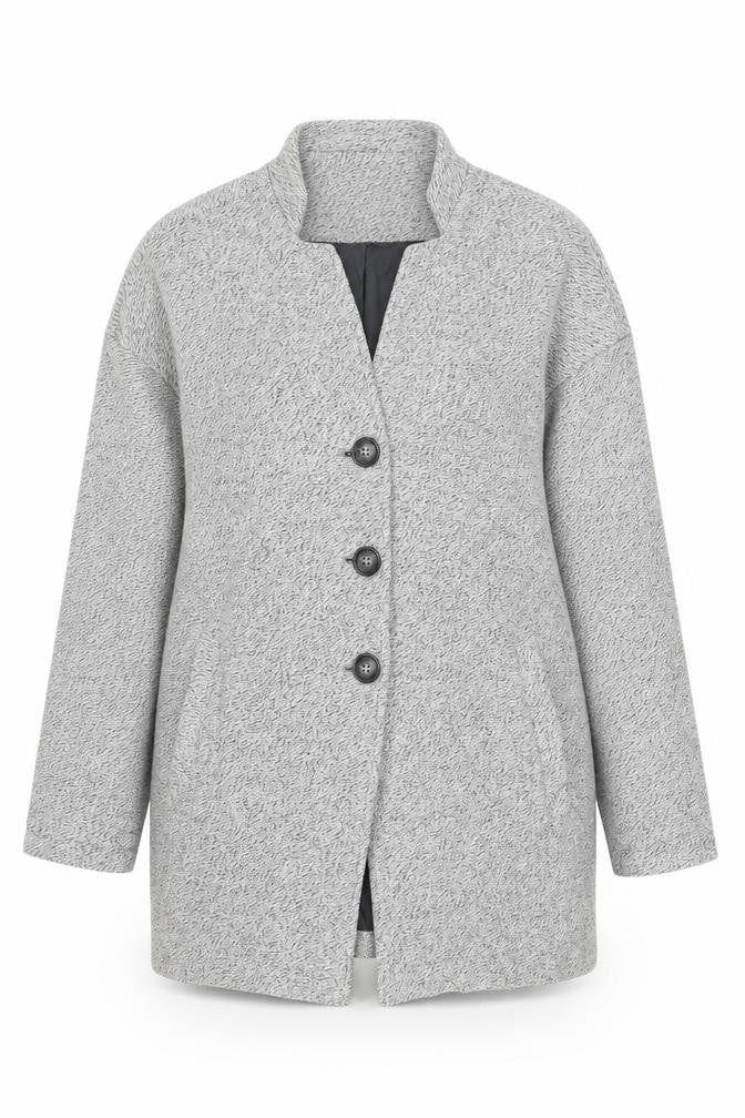 Thought Women’s Grey UK 12 Cotton Long Overcoat Button Lined Pockets