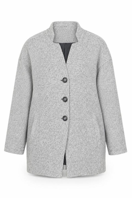 Thought Women’s Grey UK 12 Cotton Long Overcoat Button Lined Pockets