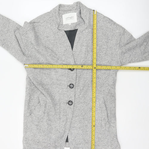 Thought Women’s Grey UK 12 Cotton Long Overcoat Button Lined Pockets