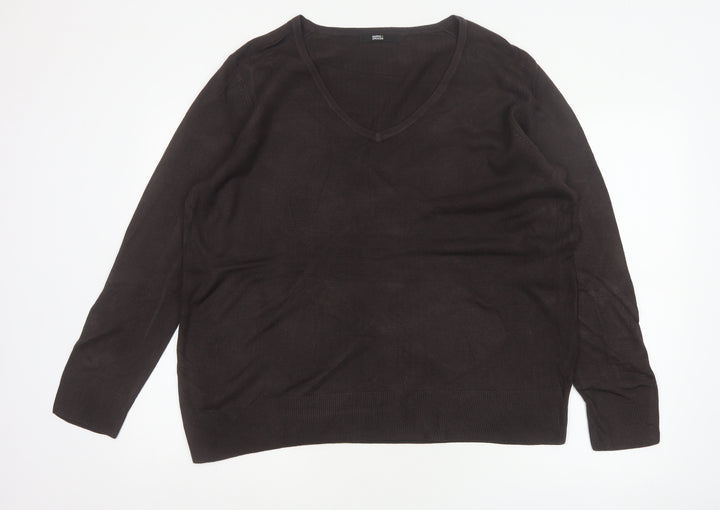 Marks and Spencer Women Brown Size 20 V-Neck Knit Pullover Jumper