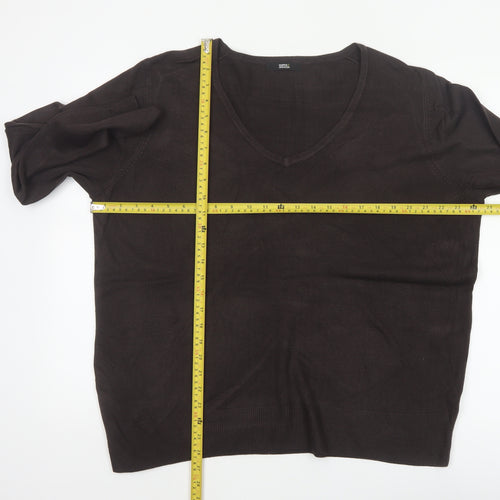 Marks and Spencer Women Brown Size 20 V-Neck Knit Pullover Jumper