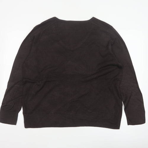 Marks and Spencer Women Brown Size 20 V-Neck Knit Pullover Jumper
