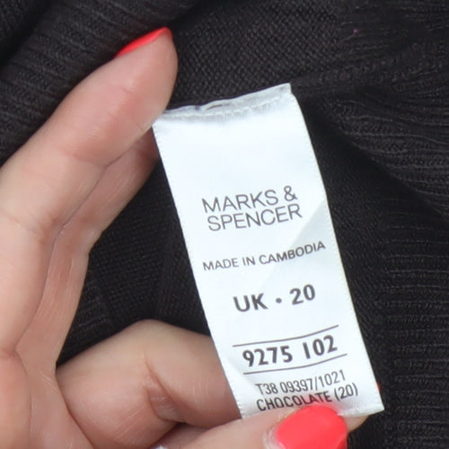 Marks and Spencer Women Brown Size 20 V-Neck Knit Pullover Jumper
