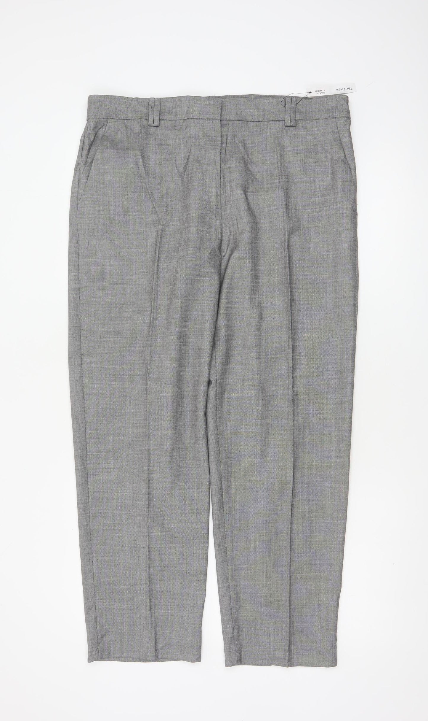 M&S Women Grey Size 14 Freya Relaxed Straight Tailored Trousers