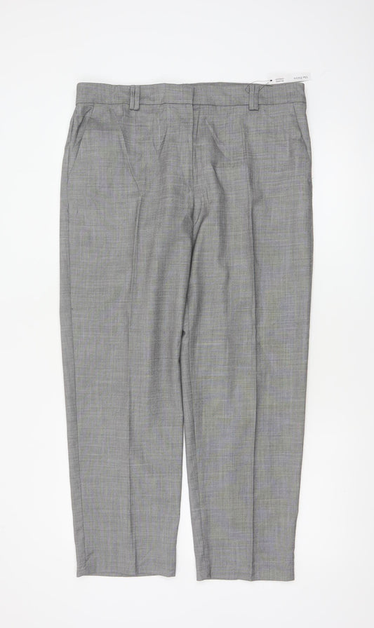 M&S Women Grey Size 14 Freya Relaxed Straight Tailored Trousers