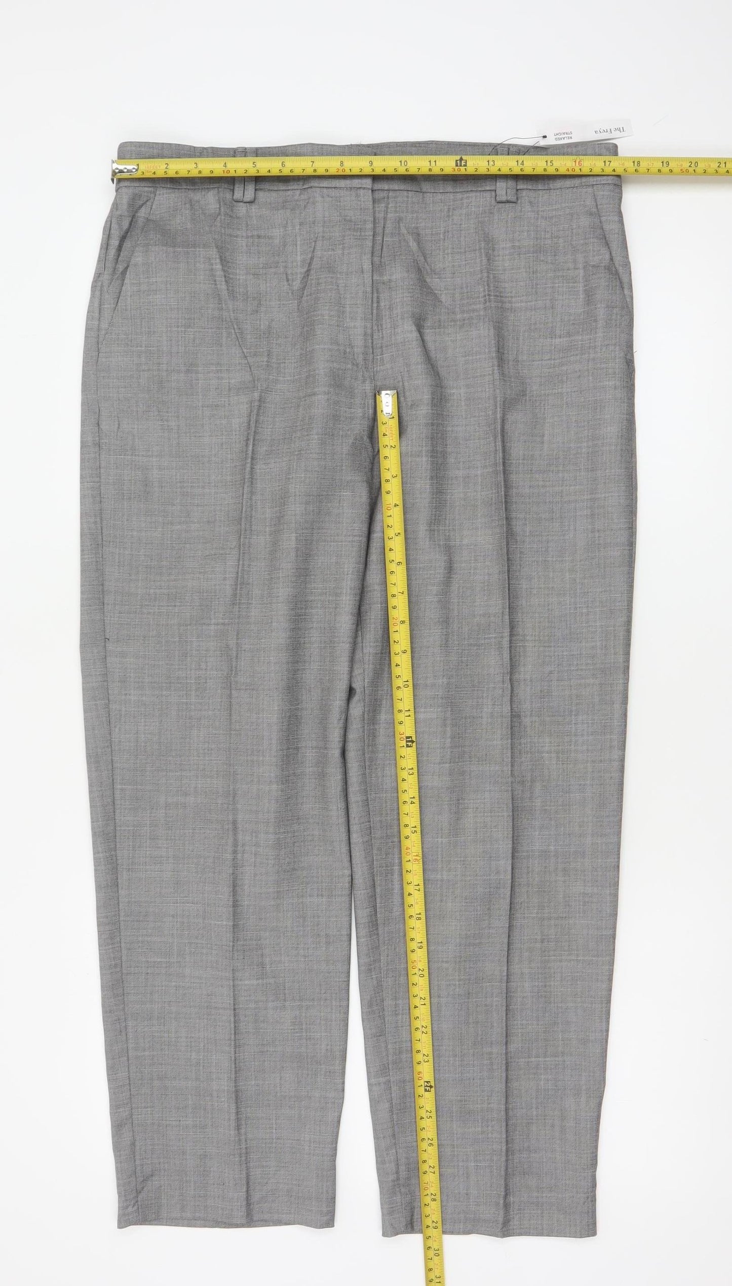 M&S Women Grey Size 14 Freya Relaxed Straight Tailored Trousers