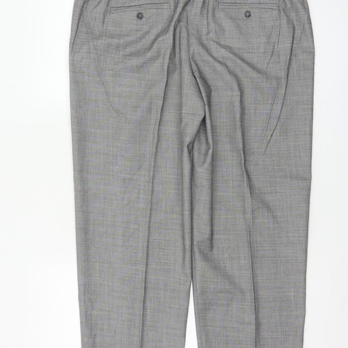 M&S Women Grey Size 14 Freya Relaxed Straight Tailored Trousers