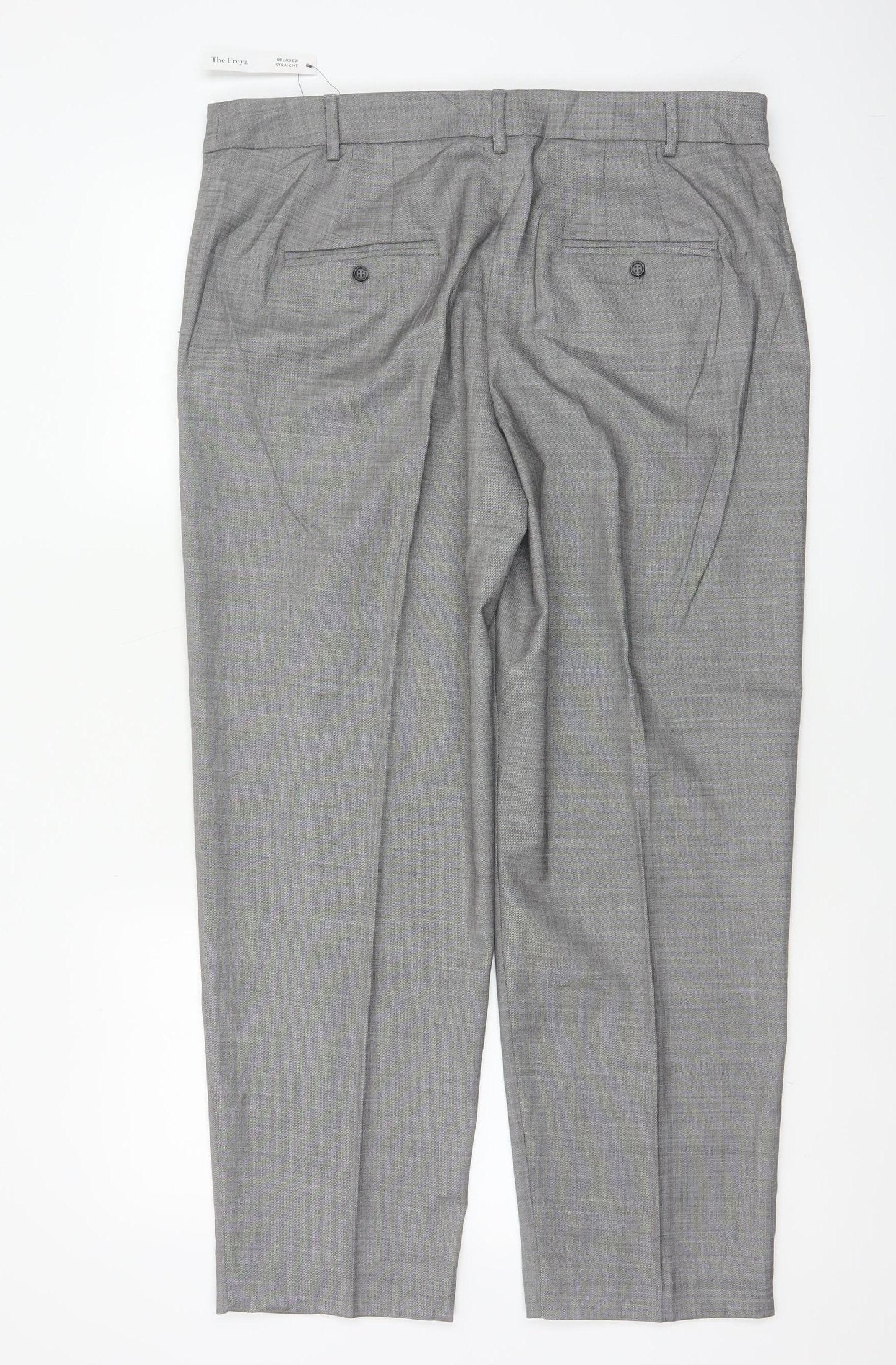 M&S Women Grey Size 14 Freya Relaxed Straight Tailored Trousers