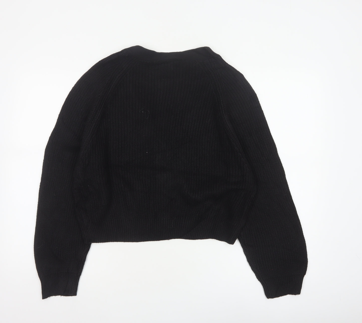 Monki Women Black V-Neck Button Cardigan UK 14 Cotton Knit