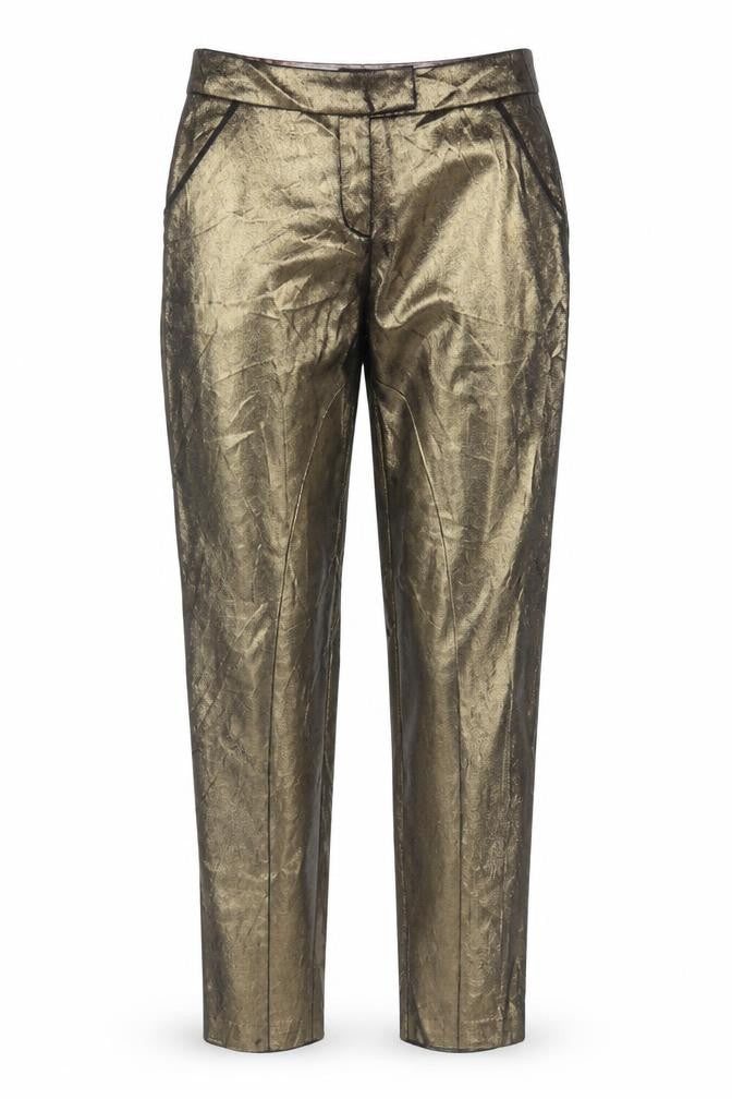 Ted Baker Women’s Gold Metallic Tapered Ankle Trousers UK 6
