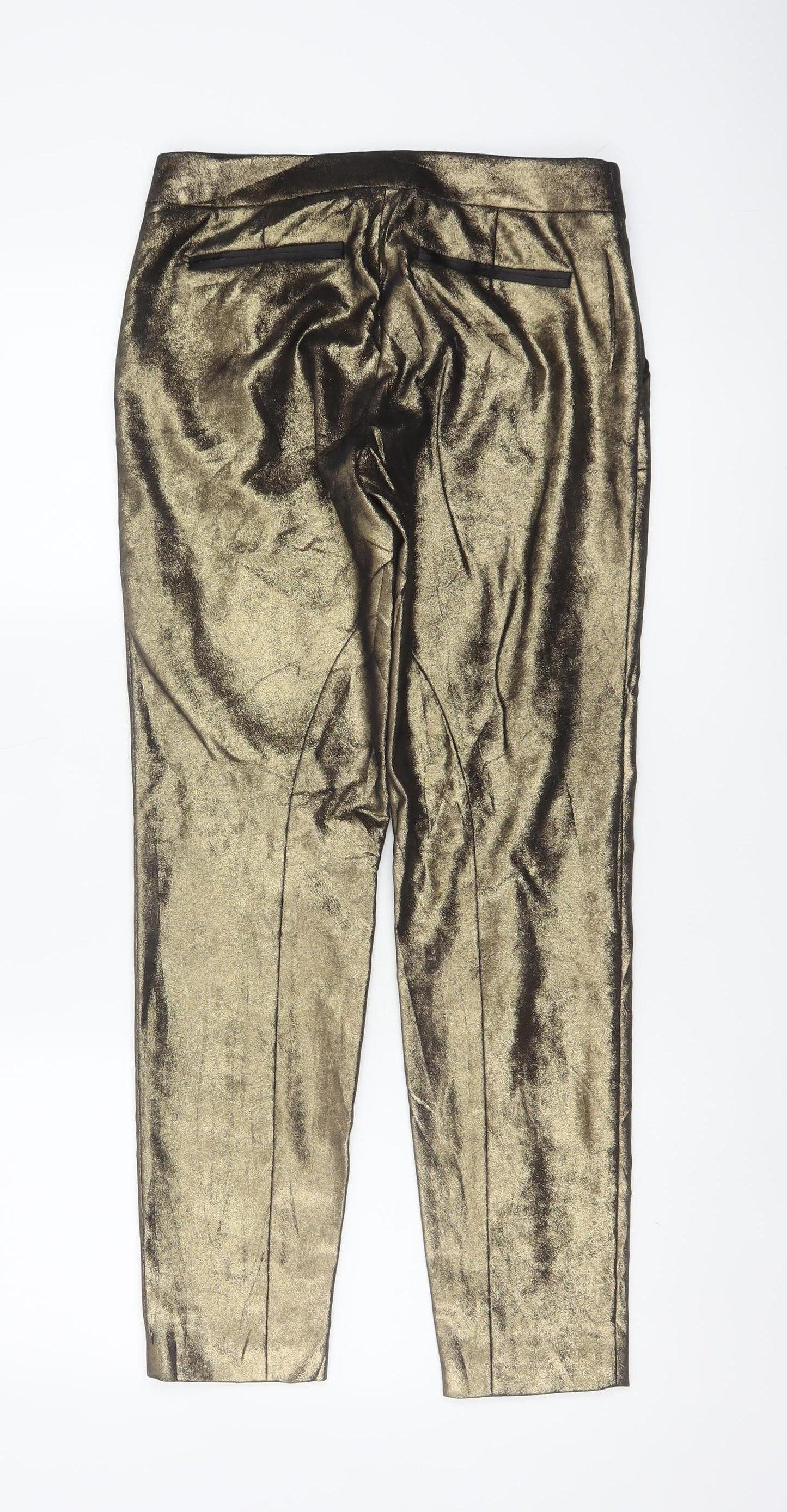Ted Baker Women’s Gold Metallic Tapered Ankle Trousers UK 6