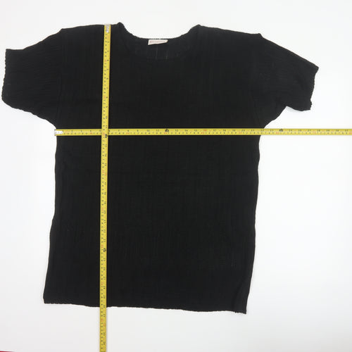 Essence Women Black UK 18/20 Knit Short Sleeve Basic Top