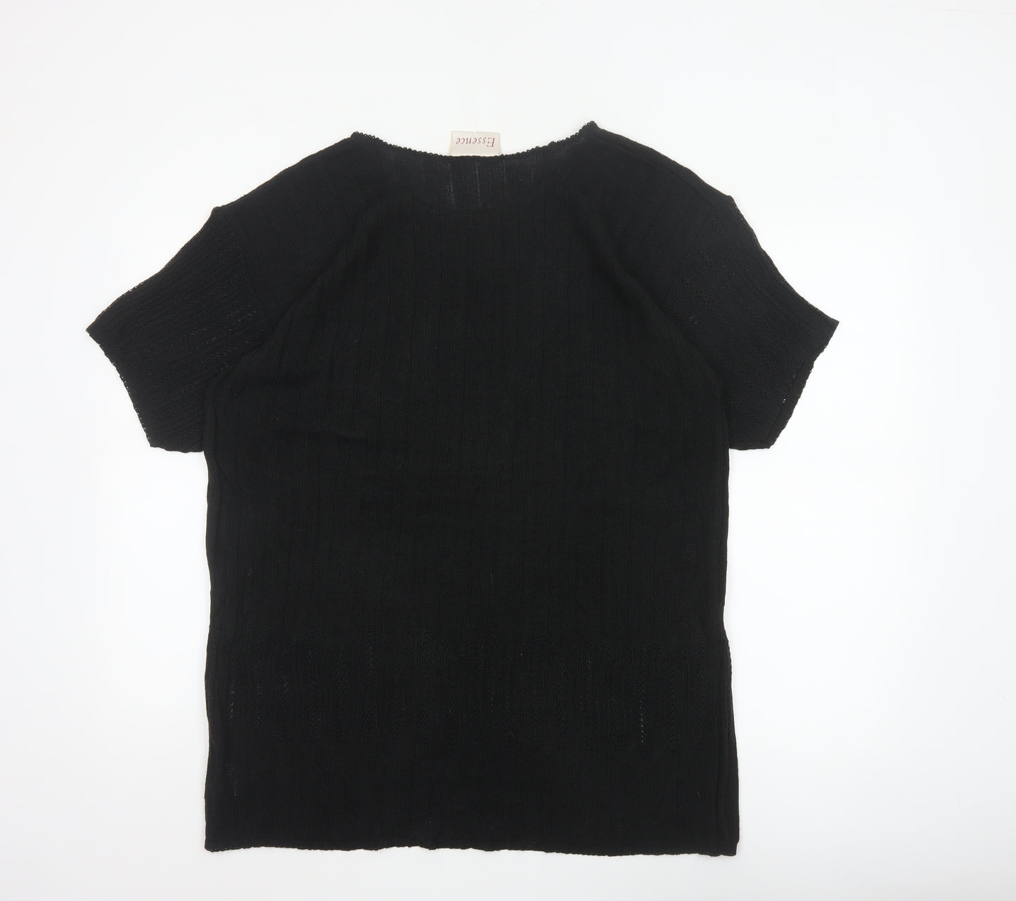 Essence Women Black UK 18/20 Knit Short Sleeve Basic Top