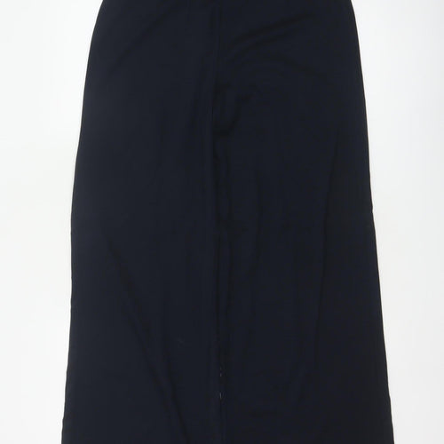 M&S Women’s Navy Wide-Leg Dress Trousers UK 10 Regular Stretch
