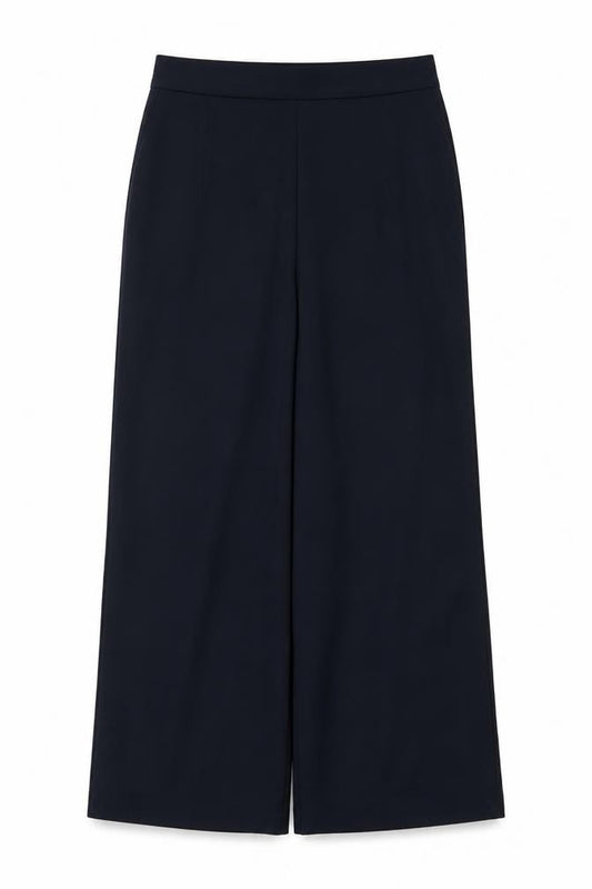 M&S Women’s Navy Wide-Leg Dress Trousers UK 10 Regular Stretch