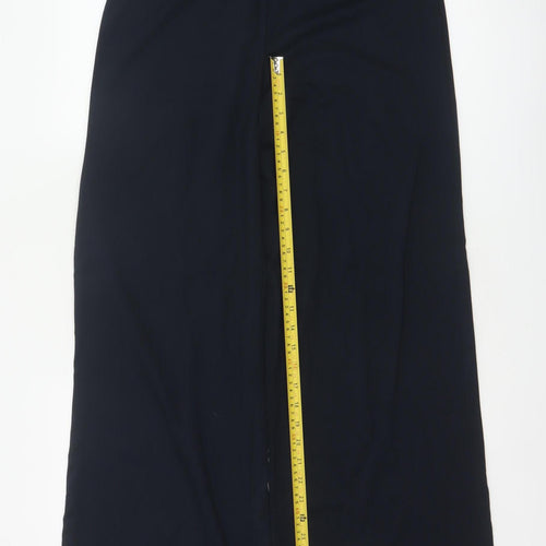 M&S Women’s Navy Wide-Leg Dress Trousers UK 10 Regular Stretch