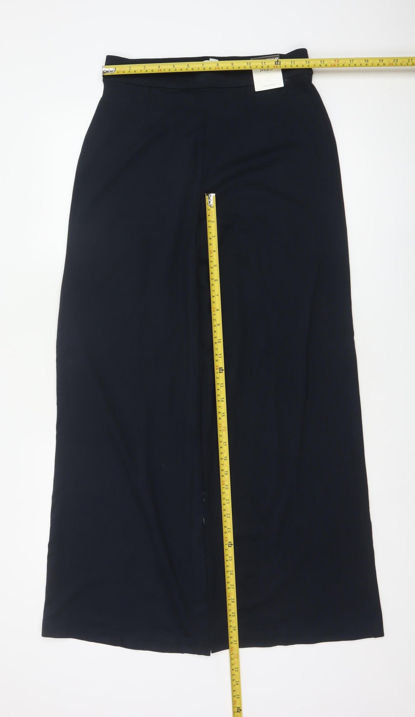 M&S Women’s Navy Wide-Leg Dress Trousers UK 10 Regular Stretch