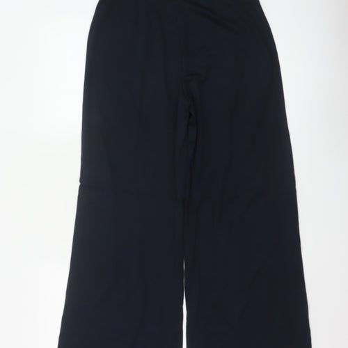 M&S Women’s Navy Wide-Leg Dress Trousers UK 10 Regular Stretch