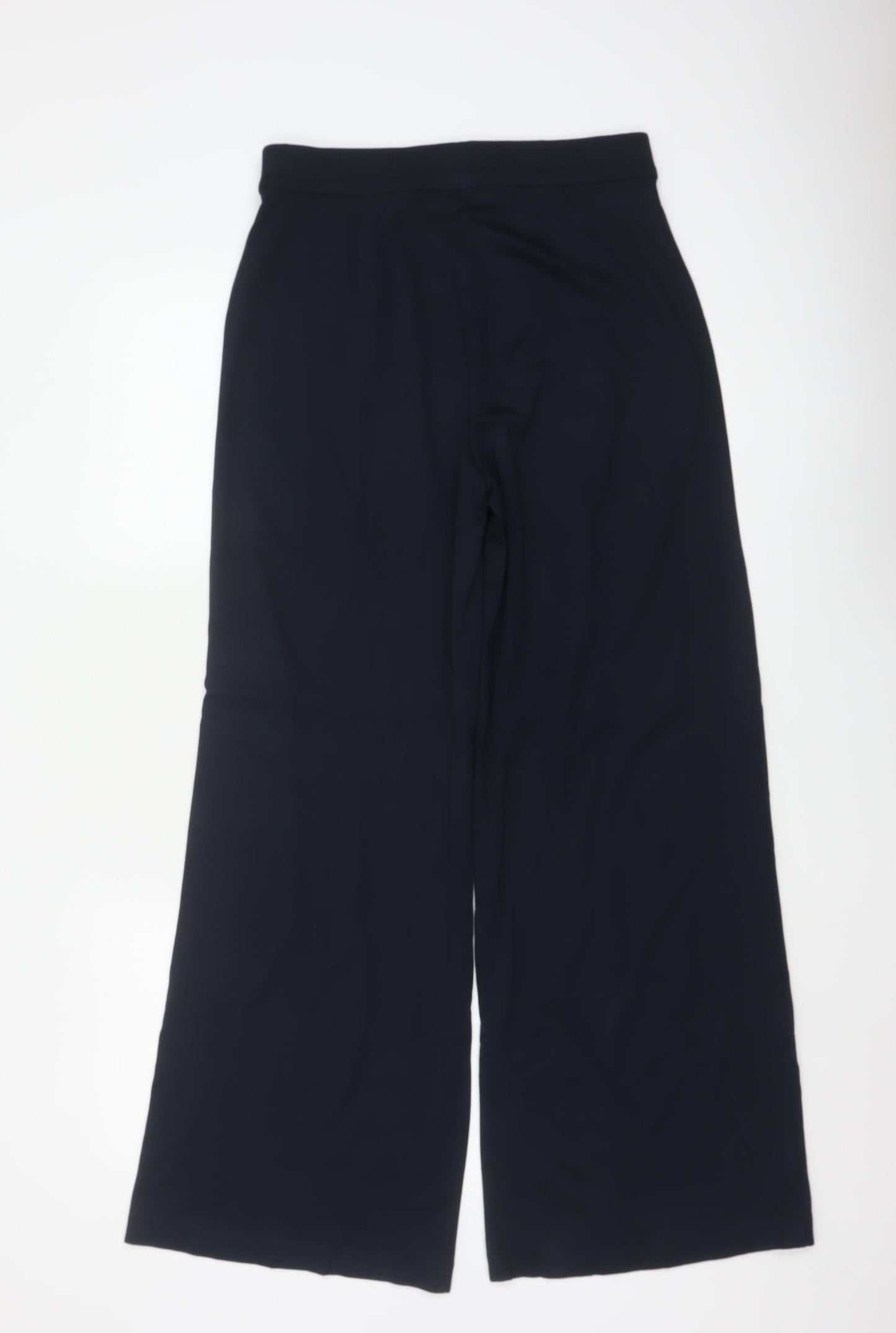 M&S Women’s Navy Wide-Leg Dress Trousers UK 10 Regular Stretch