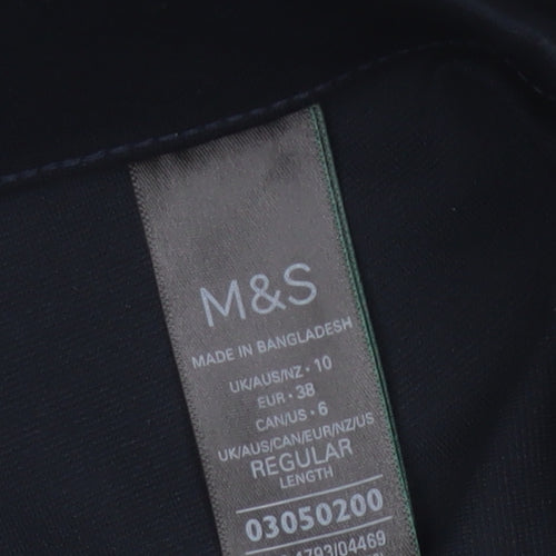 M&S Women’s Navy Wide-Leg Dress Trousers UK 10 Regular Stretch