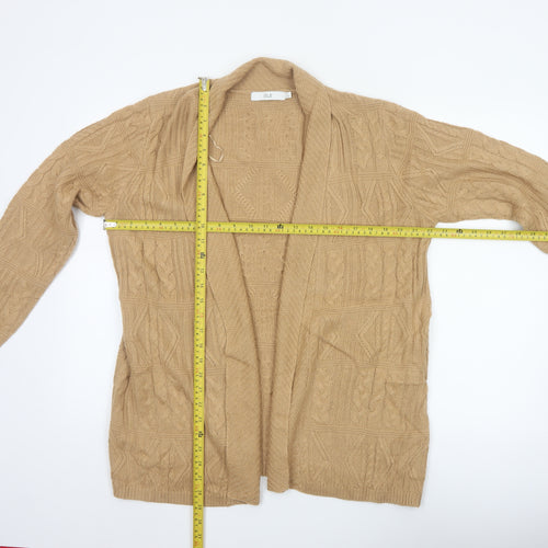 Isle Women’s Beige Cable Knit Open Cardigan Size 14-16 Long Sleeve