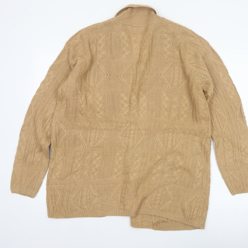 Isle Women’s Beige Cable Knit Open Cardigan Size 14-16 Long Sleeve