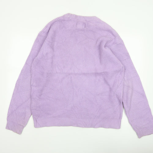 These Glory Days Women Purple M Chunky Knit Crew Neck Pullover Jumper