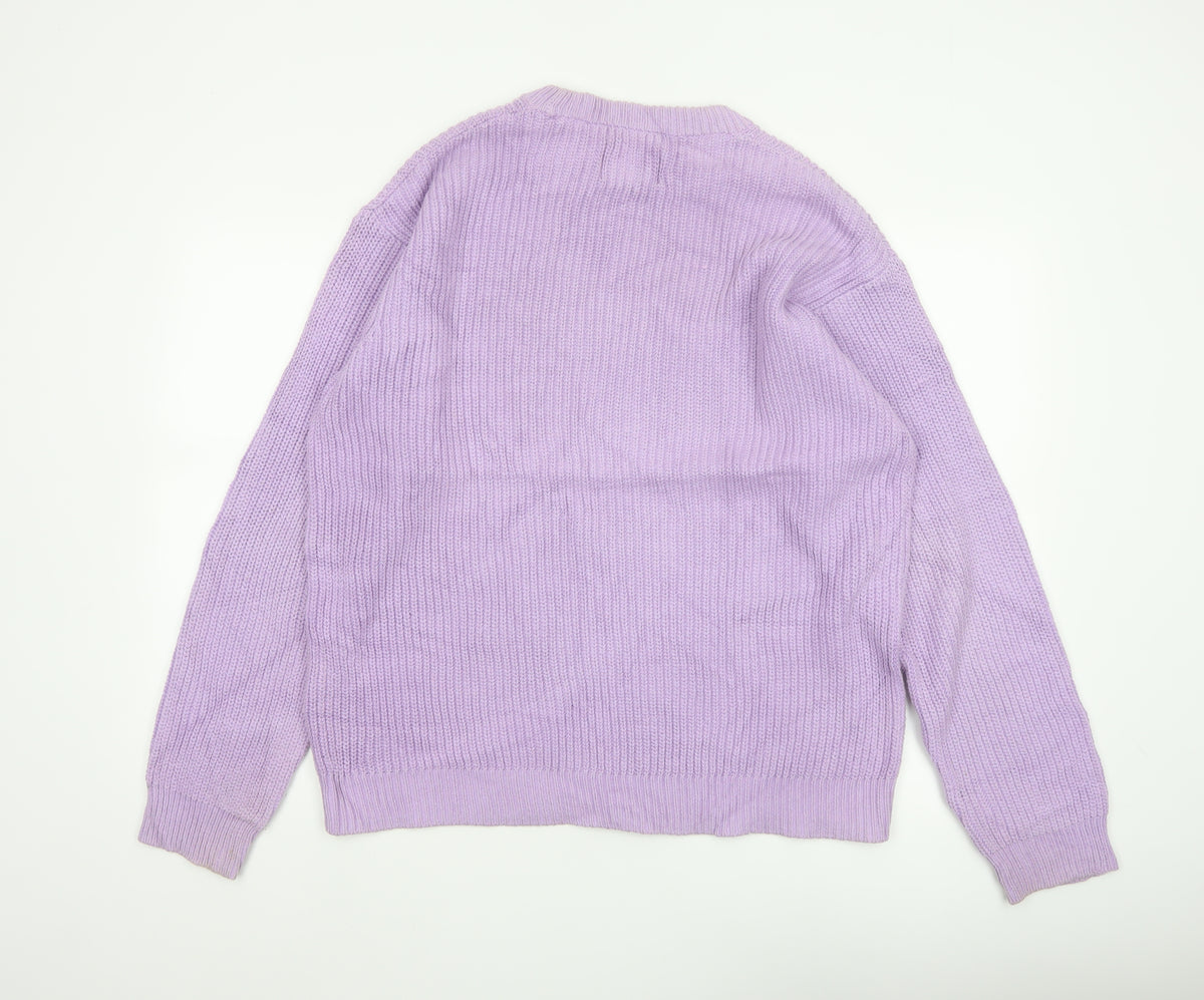 These Glory Days Women Purple M Chunky Knit Crew Neck Pullover Jumper