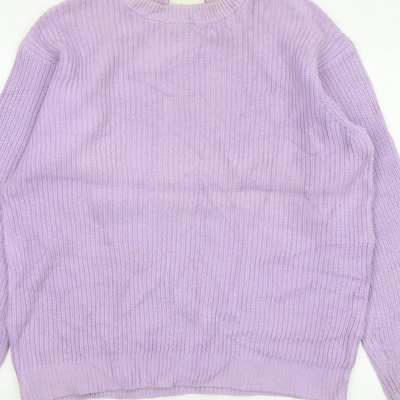 These Glory Days Women Purple M Chunky Knit Crew Neck Pullover Jumper