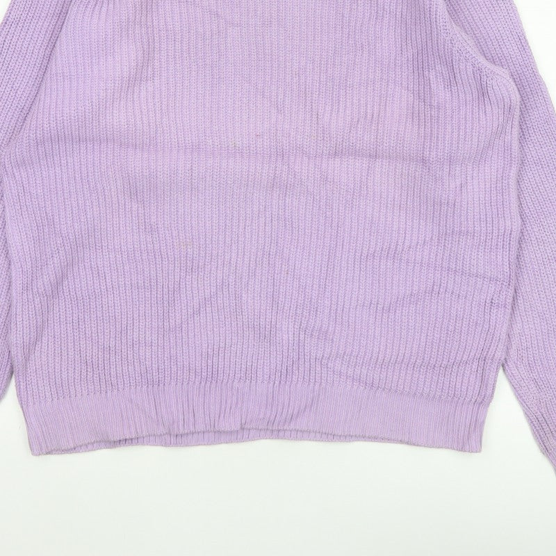 These Glory Days Women Purple M Chunky Knit Crew Neck Pullover Jumper