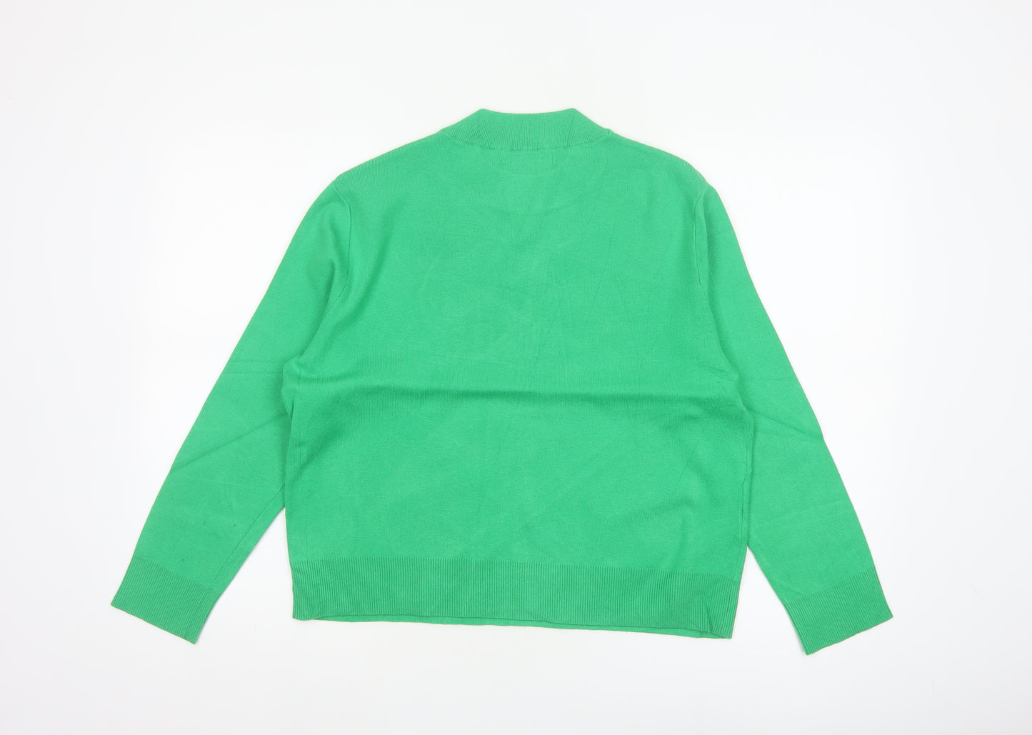 MNG Women Green S Fine Knit Crew Neck Long Sleeve Pullover Jumper