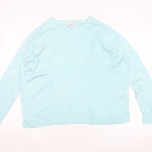 Marks and Spencer Women’s Blue Size 16 Crew Neck Knit Pullover Jumper