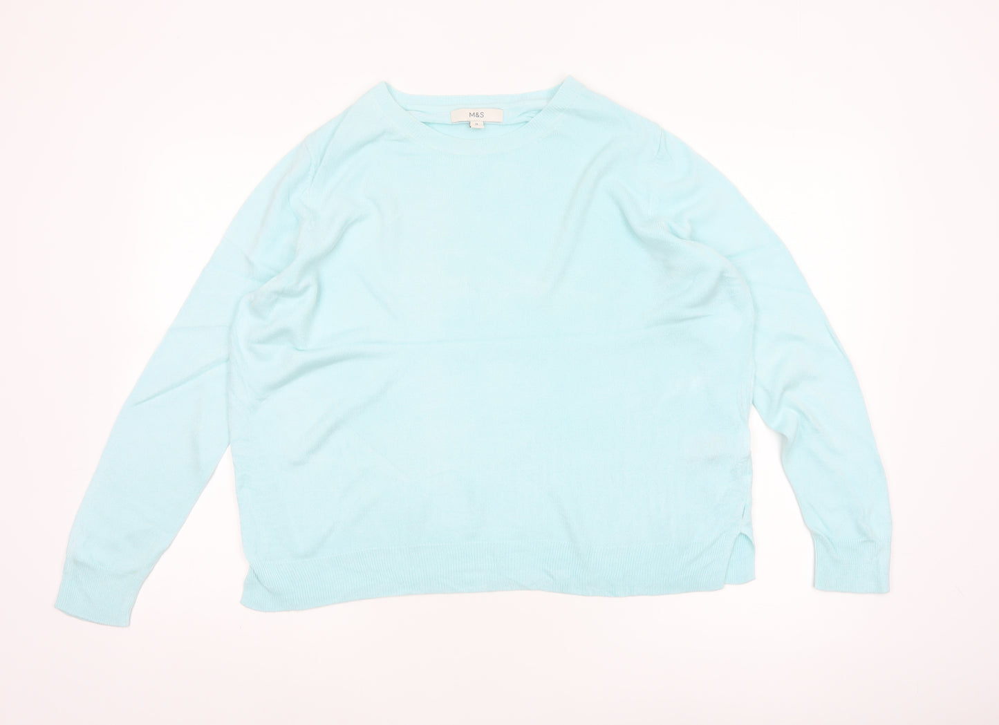 Marks and Spencer Women’s Blue Size 16 Crew Neck Knit Pullover Jumper