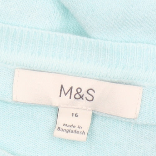 Marks and Spencer Women’s Blue Size 16 Crew Neck Knit Pullover Jumper