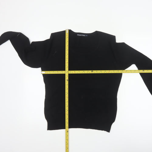 WoolOvers Women’s Black M Merino Cashmere Round Neck Knit Jumper