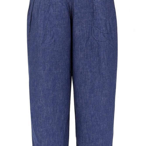 Marks & Spencer Women Blue Size 22 Short Wide Leg Linen Blend Trousers