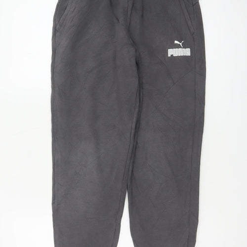 Puma Boys Black 13-14 Years Jogger Sweatpants Elastic Waist Pockets