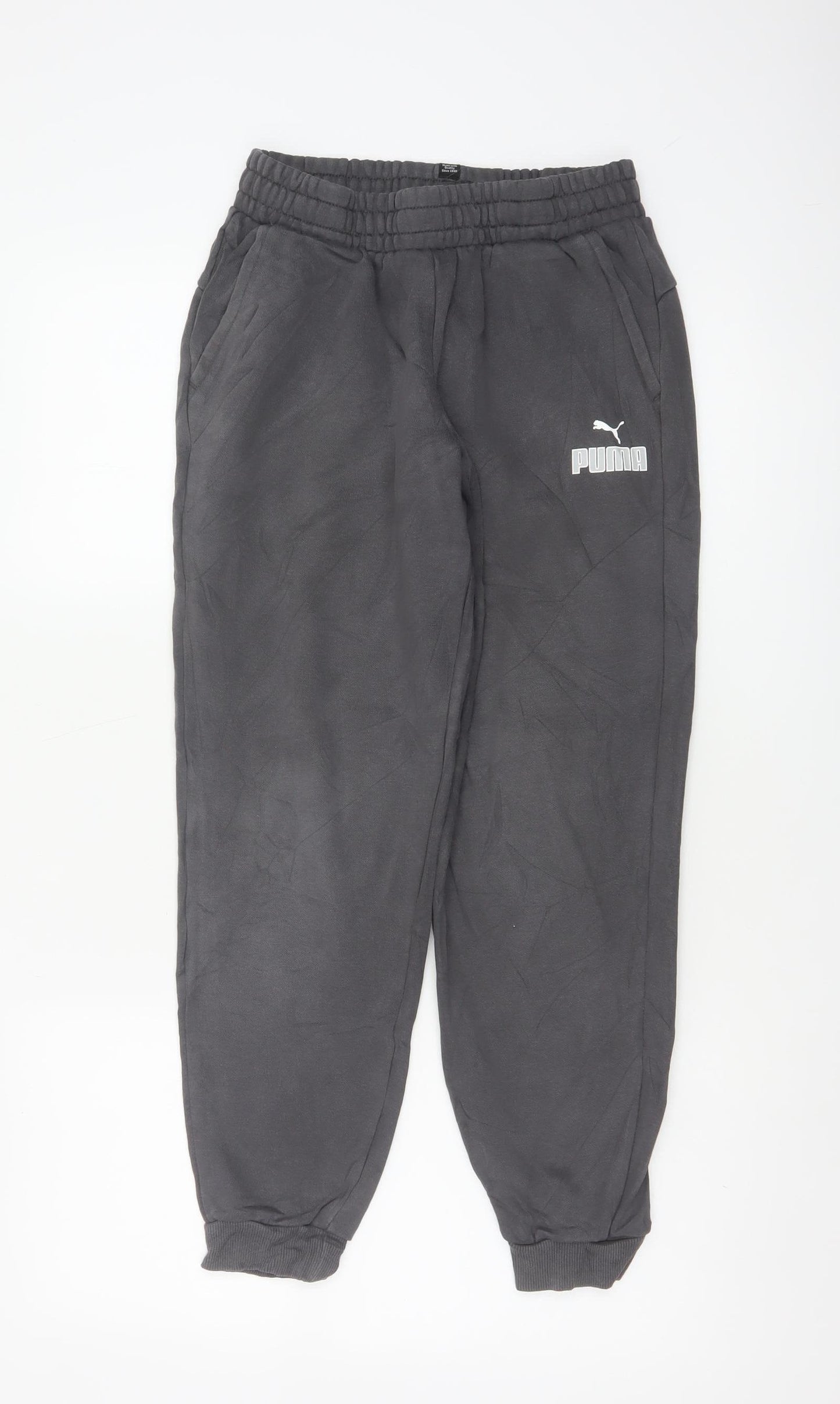 Puma Boys Black 13-14 Years Jogger Sweatpants Elastic Waist Pockets