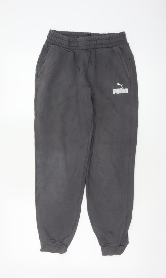 Puma Boys Black 13-14 Years Jogger Sweatpants Elastic Waist Pockets