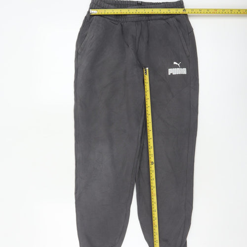 Puma Boys Black 13-14 Years Jogger Sweatpants Elastic Waist Pockets