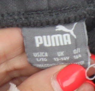 Puma Boys Black 13-14 Years Jogger Sweatpants Elastic Waist Pockets