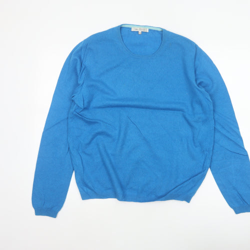 Izleo Women’s Blue Cashmere Scoop Neck Pullover Jumper Size L