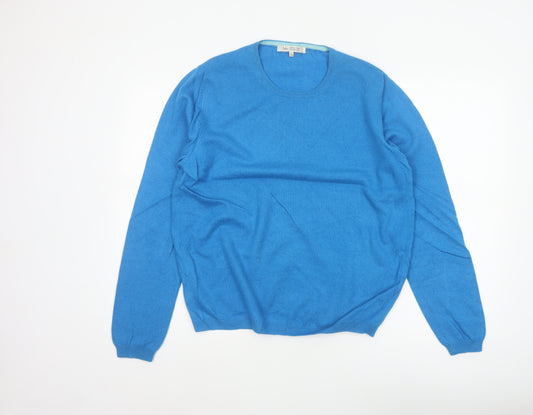 Izleo Women’s Blue Cashmere Scoop Neck Pullover Jumper Size L