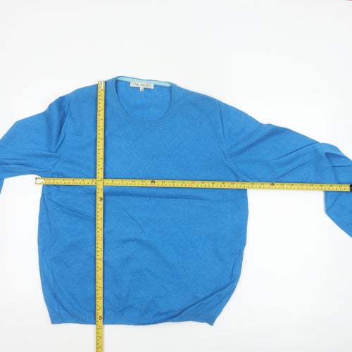 Izleo Women’s Blue Cashmere Scoop Neck Pullover Jumper Size L
