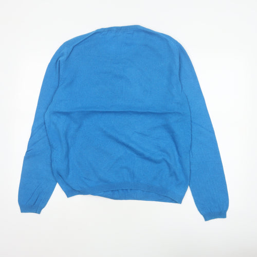 Izleo Women’s Blue Cashmere Scoop Neck Pullover Jumper Size L
