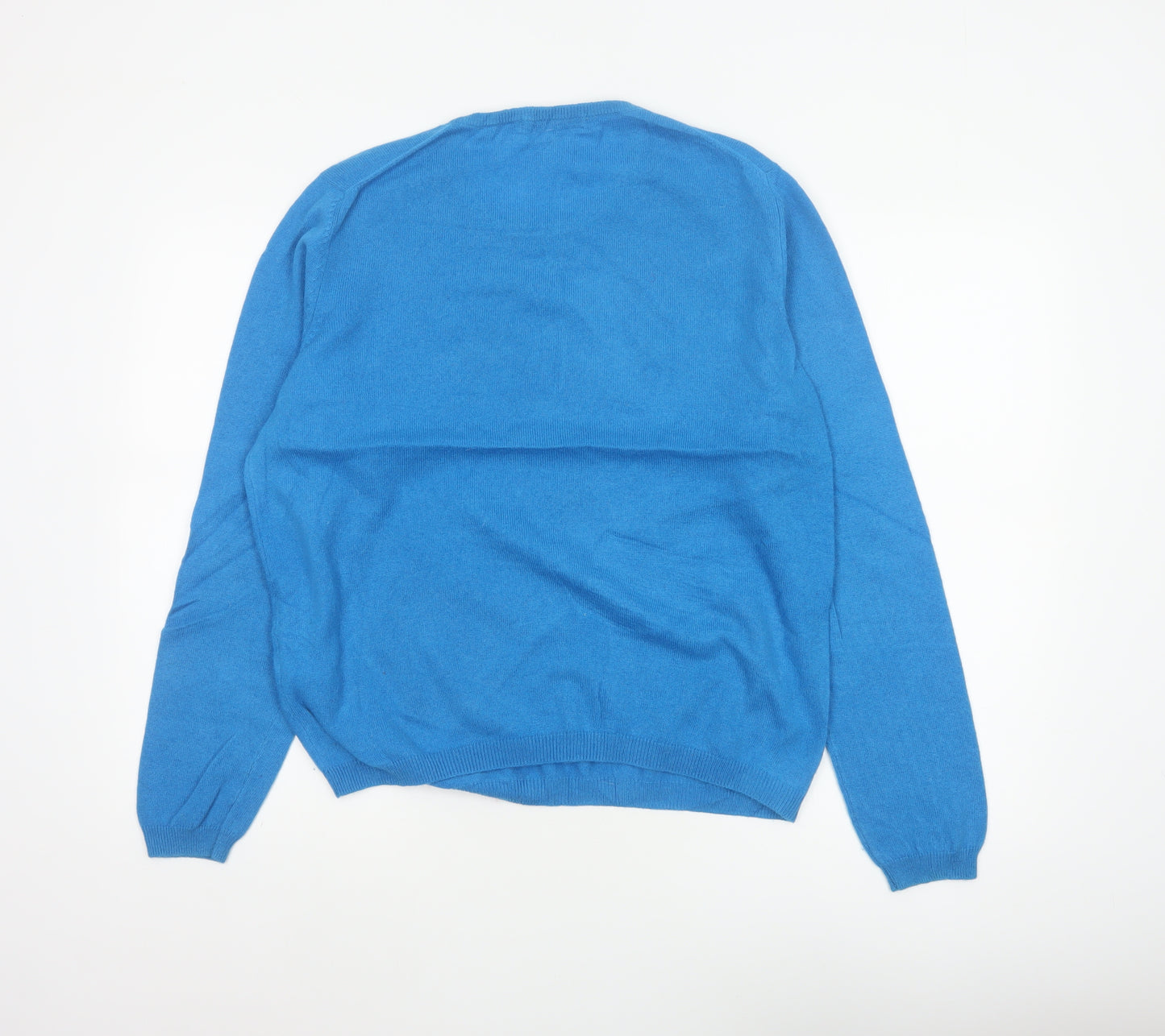 Izleo Women’s Blue Cashmere Scoop Neck Pullover Jumper Size L